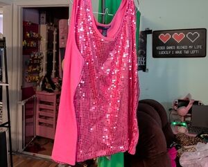 Denim 24/7 Pink Sequin Tank Top